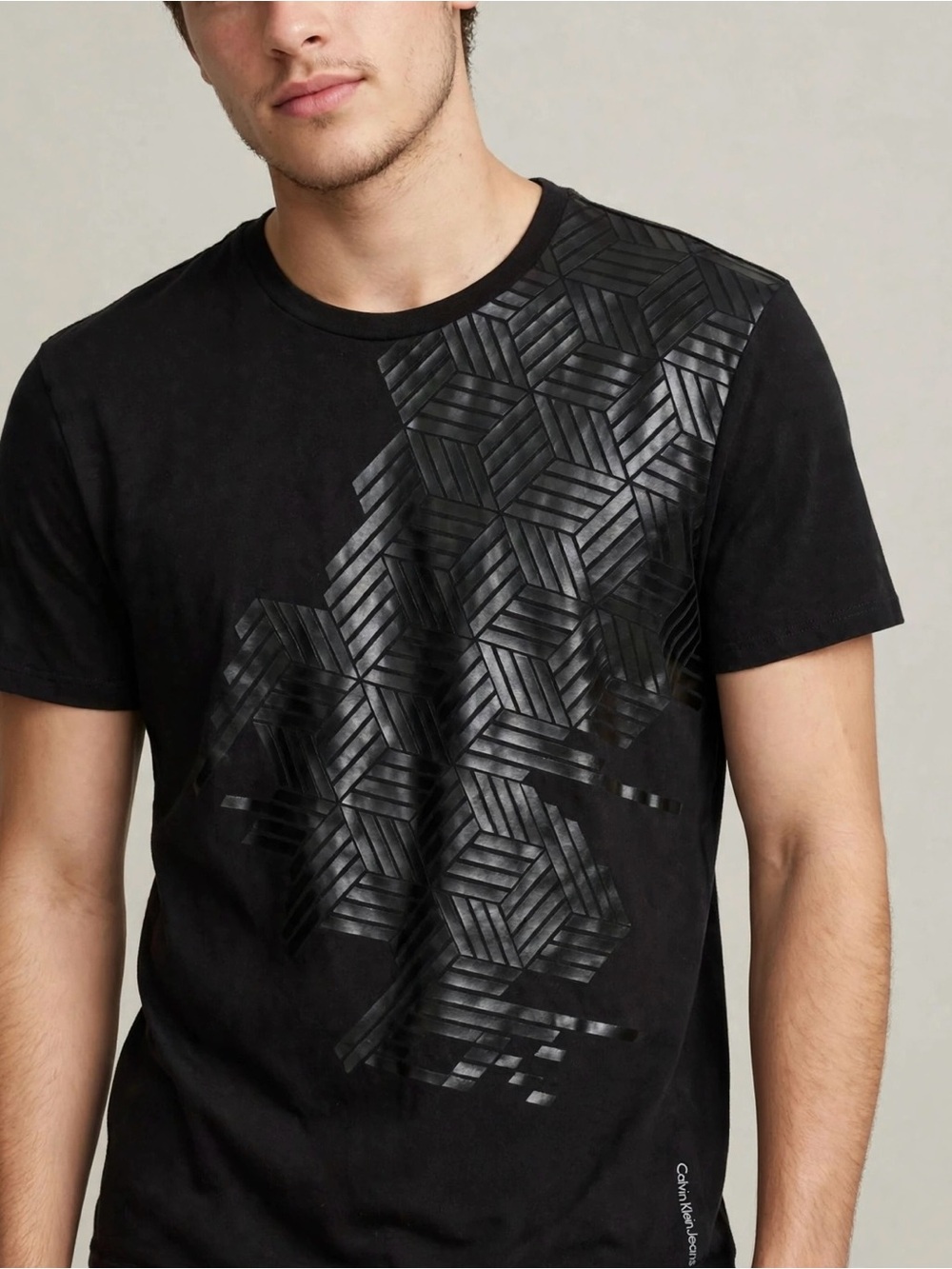 Calvin Klein Jeans Black Graphic Geometric Crewneck Tee